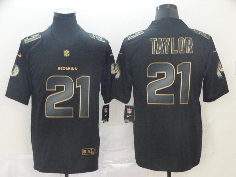 Men Washington Red Skins #21 Taylor Nike Vapor Limited Black Golden NFL Jerseys